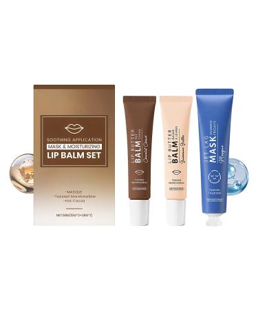 Jingmiger Lip Balm Pack | Moisturizing Cream Kit Flavored Lip Balm with Face Mask For Travel Trips Holidays Valentine's Day Makeup Facial Pores