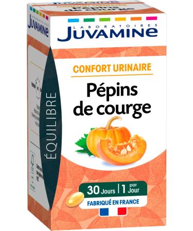 JUVAMINE - Urinary comfort - Squash seeds - Helps maintain a healthy prostate - Improvement of male well-being - 30 capsules - Made in France