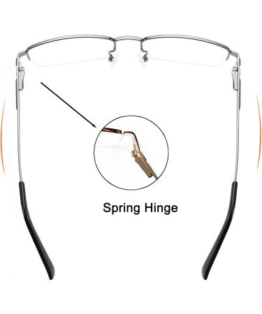 Qecepei Half Borderless Metal Glasses Frames - Shiny Silver Blue Light Blocking Glasses with Transparent Lens | 34mm Lens Height - Ideal Business Eyewear - Buy Online on GoSupps.com