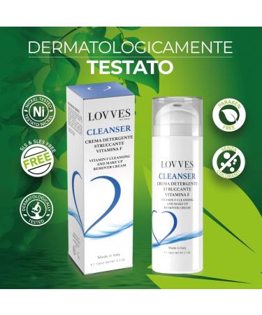 LOVVES Cleanser Makeup Removing Cleansing Cream with Vitamin F High Natural Cosmetics Delicate Eliminates Makeup and Excess Sebum Moisturizing Rebalancing Airless format 150 ml - Buy Online on GoSupps.com