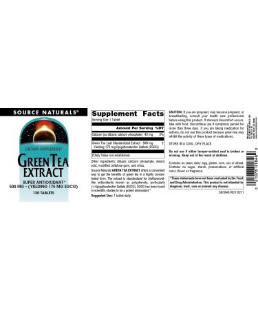 Source Naturals Green Tea Extract 60 Tablets - Buy Online on GoSupps.com