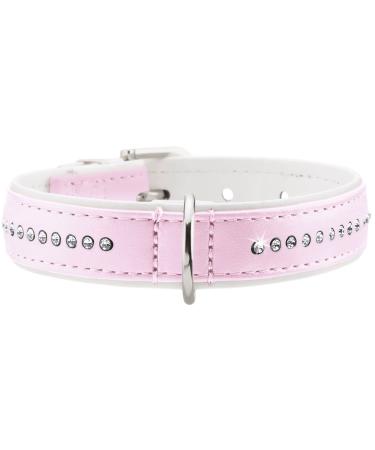 HUNTER MODERN ART LUXURY dog collar imitation leather rhinestones 27 (XXS-XS) pink/white pink/white 27