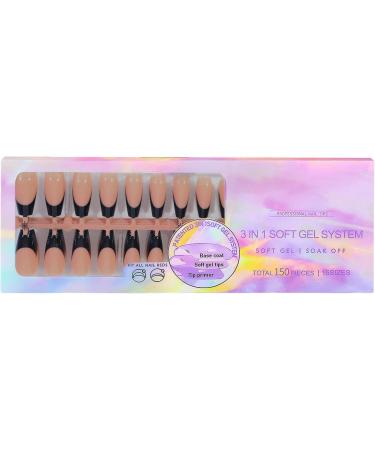 Black Tip Press On Nails Short 150 Removable Black French Tip Artificial Nails - Nail Decoration Kits For Nail Professionals Beginners Hobbyists French Black Wear 11 - Buy Online on GoSupps.com