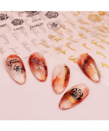 Manicure Sliders Charms DIY Nail Stickers Black Gold Silver Letters Valentine Design(CB-111 Gold) - Buy Online on GoSupps.com