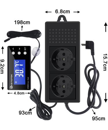 KetoTek KT4000 Digital Thermostat Socket 230V - Waterproof Sensor for Aquarium & Greenhouse Heating/Cooling - Buy Online on GoSupps.com