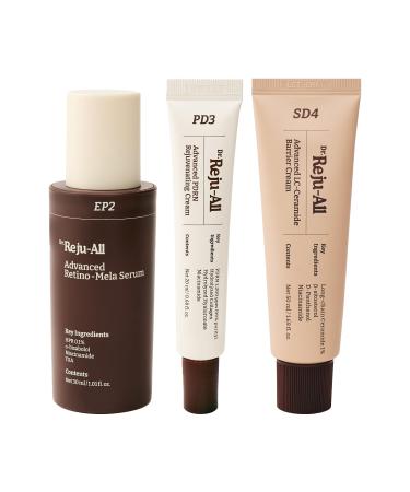 Dr. Reju-All The Anti-Aging Routine Set: Advanced PDRN Rejuvenating Cream + Retino-Mela Serum + LC-Ceramide Barrier Cream - All-in-one Korean Pharmacy Skin Care for All Skin Types