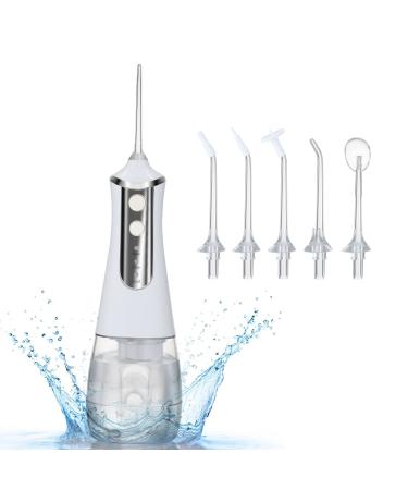 Water Flosser Water Flosser Portable Dental Oral Irrigator with 3 Modes 5 Replaceable Jet Tips Rechargeable Waterproof Teeth Cleaner for Home and Travel -350ml Detachable Reservoir White