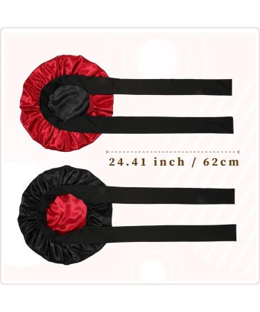 Welrog Satin Hair Hood for Women - Double-Sided Silk Bonnet | Hair Protection & Sleep Hood in Black/Wine Red - Buy Online on GoSupps.com