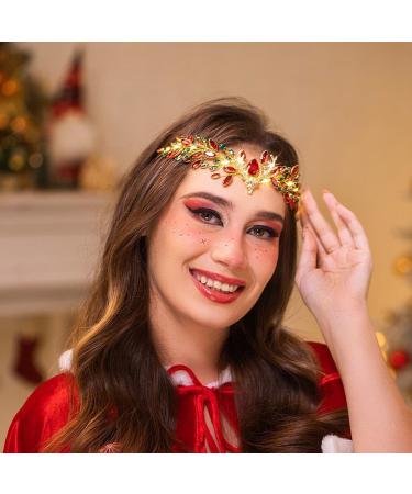 IYOU Light Up Deer Crown Red Crystal Christmas Fairy Headband Led Rhinestone Costume Xmas Hair Accessories for Women - Buy Online on GoSupps.com