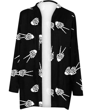 Hlysgo Women's Halloween Print Costume T-Shirt Cardigan - Black, Plus Size, Long Sleeve, Medium - Buy Online on GoSupps.com