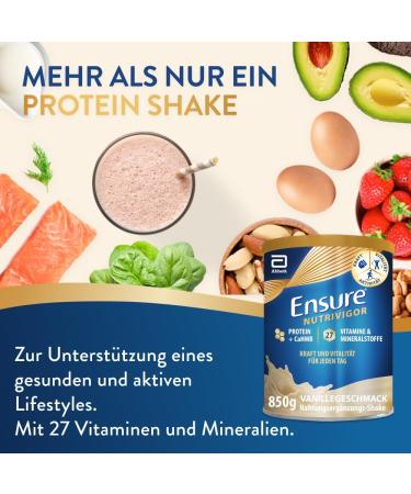Ensure Nutrivigor Vanilla Shake 850g - Premium Dietary Supplement with Protein 27 Vitamins & Minerals for a Healthy Diet - International Shipping Available - Buy Online on GoSupps.com