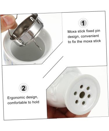 Healvian Moxibustion Cup - Ceramic Moxa Stick Burner & Acupuncture Massage Device for Pain Relief - Buy Online on GoSupps.com