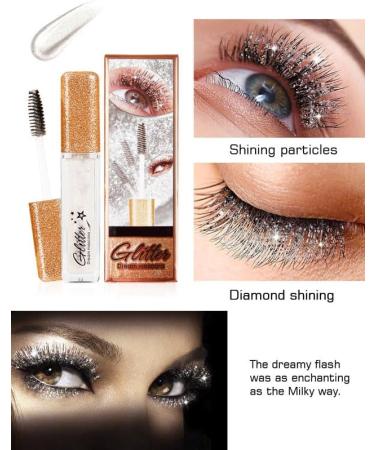 Glitter Mascara Diamond Sparkling Colorful Mascara anti-smudge sparkling colorful eye makeup tool suitable for wedding stage music festival (Silver white) - Buy Online on GoSupps.com