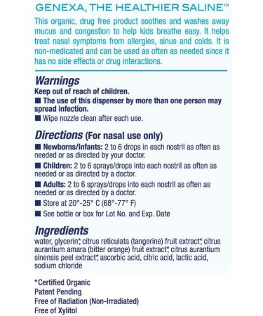 Genexa Organic Children's Saline Nasal Spray & Dropper - Age 2+, 1 fl oz - Buy Online on GoSupps.com