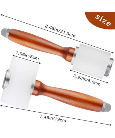 Leather Carving Hammer Set - 2 Pieces Nylon Wood Handle Mallet for Leathercraft DIY Stamping Sewing - Brown - Buy Online on GoSupps.com