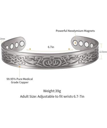 YINOX Adjustable Magnetic Copper Ring Jewelry Set - Antique Silver Bracelet for Arthritis Relief | Fashion for Women & Men - Buy Online on GoSupps.com