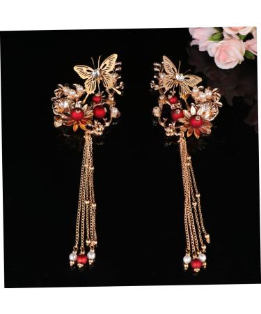 FRCOLOR 1 Pair Chinese Hair Clips with Tassel Apanese Flower Hair Clip Bridal Hair Comb Flower Tassel Hair Clip Chinese Hair Clips for Women Metal Hair Clips for Women Geisha Hanfu Woman - Buy Online on GoSupps.com