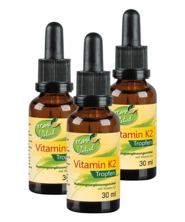 Kopp Vital Vitamin K2 drops |Vegan |3 x 30 ml |Vitamin K2 is solved in MCT oil |Soyfrei |All-trans content of 99.5 percent |High bioavailability |Pharmacy quality