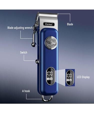 KEMEI Professional Hair Clippers for Men Electric Cordless Hair Trimmer Rechargeable Hair Cutting Kit with LCD Display&Grooming Set for Family(KM-1895) Blue - Buy Online on GoSupps.com