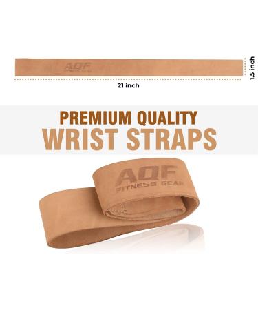 AQF Not Padded Train Aid | Strength Training Lifting Straps for Bodybuilding & Powerlifting | Brown Leather Wristwear for Fitness & Cross Training - Buy Online on GoSupps.com