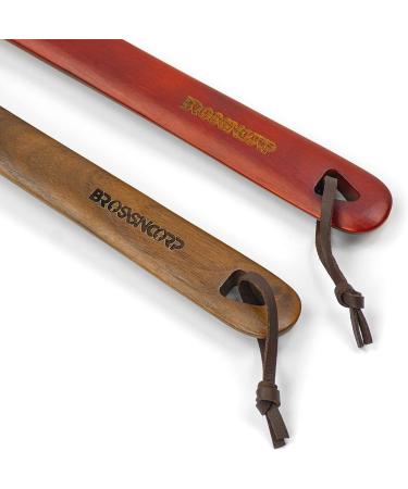Brosisincorp 23.6 Long Handle Wooden Shoe Horn - Easy Wear Helper for Seniors, Women, Kids, Baby, and Elderly - Black Walnut with Hanging Rings - Buy Online on GoSupps.com
