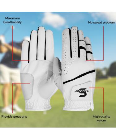 Buy Sawans Premium Golf Gloves for Men - Durable Leather All-Weather Non-Slip Flexible - Left & Right Hand - XL Size - Buy Online on GoSupps.com