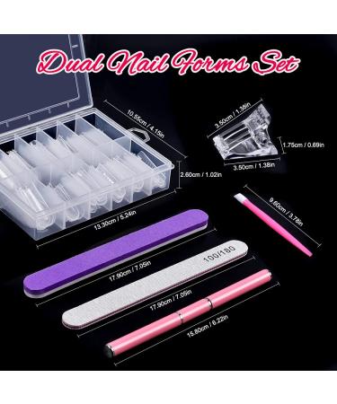 Dual Nail Forms Set | TsMADDTs Clear Acrylic Coffin Nail Forms with 120 Gel Nail Molds, Clips & Accessories - Buy Online on GoSupps.com