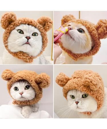 JOICEE Cute Cat Costume Warm Bear Hat for Cat Adjustable Soft Small Pet Headwear Bear Hat for Cat Puppy Dog (Brown) - Buy Online on GoSupps.com