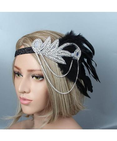 Prosy 1920's Masquerade Feather Headbands Ball Belt Hair Clips Musical Notes Crystal Wearing Gatsby Prom Party 20s Headdress for Women and Girls (Silver) - Buy Online on GoSupps.com