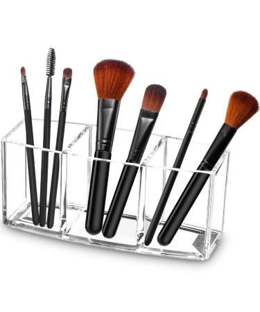 Tasybox Clear Acrylic Makeup Brush Holder Organizer - 3 Slot Cosmetic Brushes Storage Display Case - Buy Online on GoSupps.com