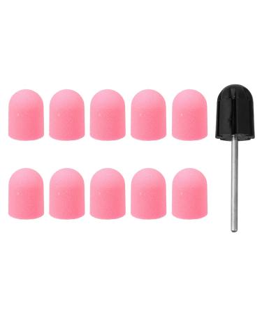 Beaupretty 10st grinding sand cap bit electrical nailfeiler manicure grinding cap nail grinding head manicure tool nail art polishing cap grinding tape plastic frosted pink 2