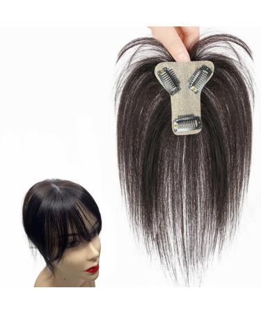 Anemone Jewelry 10inch Human Hair Topper with Fringe Bangs, Silk Base Thin Clip-In Toupee for Women - Light Natural Color - Buy Online on GoSupps.com