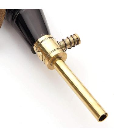 Hand-carved Windlass Gun Powder Horn with Spring Loaded Brass Dispenser and Leather Strap - Buy Online on GoSupps.com