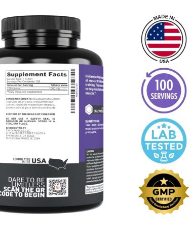 Crazy Muscle Keto Friendly L Glutamine Tablets 1000mg Post Workout Supplement to Increase Recovery Decrease Delayed Onset Muscle Soreness Reinforce Strength Gains & Heal Leaky Gut (100 Pills) - Buy Online on GoSupps.com