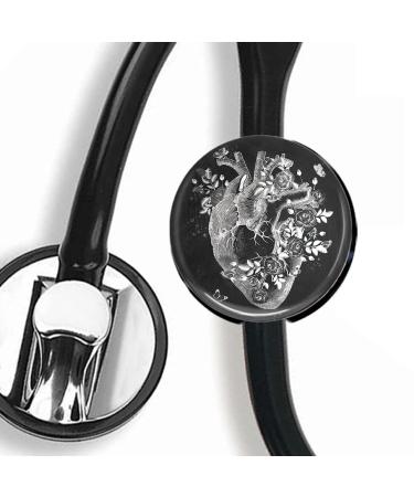 Stethoscope Tag Steth ID Tag Nurse Badge (Heart with Black Background)