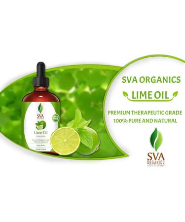 SVA Organics Lime Oil (4 Oz) - 100% Pure Natural Therapeutic Grade for Skin, Hair, Massage & Aromatherapy - Buy Online on GoSupps.com