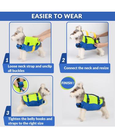 SlowTon Dog Life Jackets Enhanced Buoyancy Adjustable Neoprene Pet Float Lifejacket Aid with Reflective Rescue Handle Dogs Safety Swim Lifesaver Vests for Surfing Boating Pool Beach Sea S Yellow - Buy Online on GoSupps.com