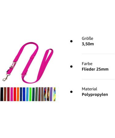 Adjustable Double Dog Leash for Large Dogs | 2m - 5m Lengths | Lilac 25mm 3.50m - Durable & Comfortable - Buy Online on GoSupps.com