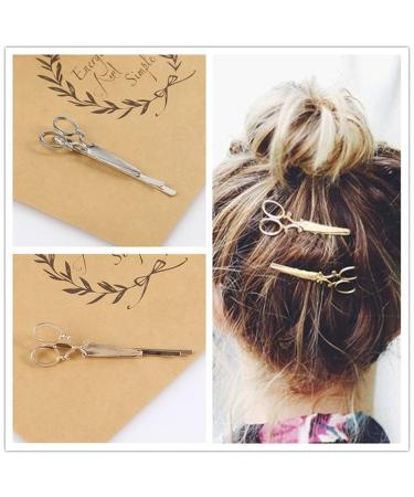 AKOAK Scissors Shape Girls & Ladies Hairpins Set - Gold & Silver Metal Accessories - Buy Online on GoSupps.com