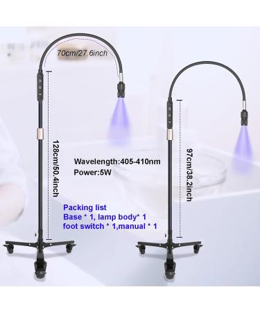 Uv Lash Lamp for Eyelash Extensions Nail Tech Glue Lamp Adjustable Wattage Flexible Gooseneck led Floor Lamp 5W LED UV Light for Light-Curing with Foot Pedal 405-410nm Fast Dryer UV Light White - Buy Online on GoSupps.com