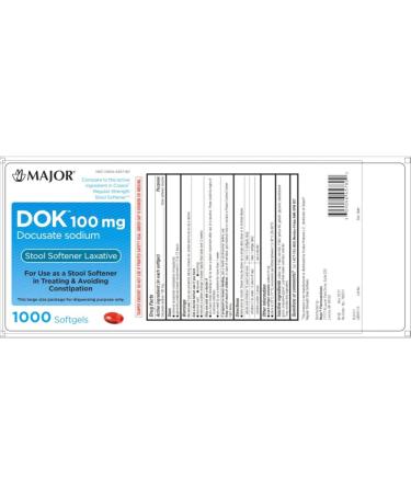 DOK Stool Softener 100mg - 1000 Softgels | Fast-Acting Relief for Constipation - Buy Online on GoSupps.com