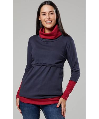 Happy Mama Maternity Nursing Jumper Sweatshirt 348 Graphite & Crimson - Size 14-16 - Buy Online on GoSupps.com