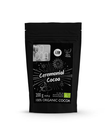 Ceremonial cocoa 100% organic chocolate 200g - PAK GROUPE/sugar-free, RAW chocolate made from unroasted cocoa beans, classic dark chocolate.