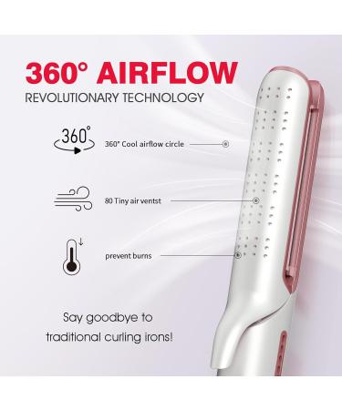 Professional 2-in-1 Curling Iron & Hair Straightener - Airflow Styler with 360 Cool Vents 5 Adjustable Temps Dual Voltage 15s Heat-Up for Salon Quality Curls & Waves - Buy Online on GoSupps.com