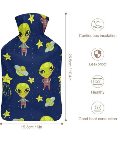 Hot Water Bottle with Lid - Spaceship Pattern Rubber Bag for Pain Relief & Cramps - Ideal Hot & Cold Therapy Foot Warmer - Buy Online on GoSupps.com