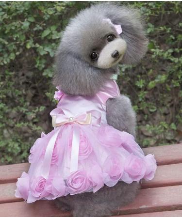 Luxury Pink Puppy Skirt - Elegant Dog Dress for Weddings & Special Occasions | Tutu Rock Rose Flower Bowknot for Little Girls - Buy Online on GoSupps.com