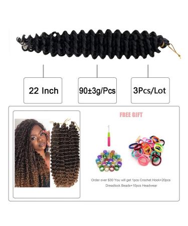 22 Inch Ocean Wave Crochet Hair 3 Pack Deep Twist Braiding Hair Extension - 1B# Color - Buy Online on GoSupps.com