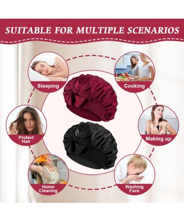 Acwoo Silk Sleeping Hood - 2 Piece Satin Hair Bonnet for Women & Girls | Adjustable Breathable & Soft Night Cap - Buy Online on GoSupps.com