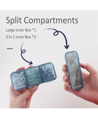 Buy Pill Organizer Plus - 7 Compartment Travel Medicine Box | Large Capacity Portable Vitamins Case - Blue - Buy Online on GoSupps.com