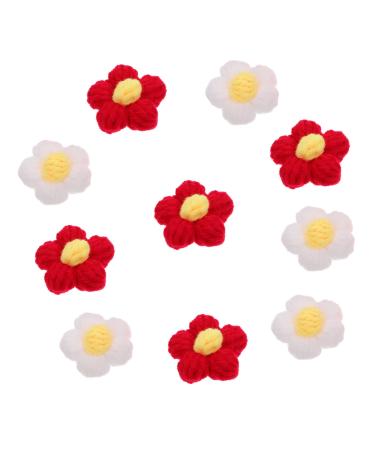 KONTONTY Handmade Crochet Flowers Embellishments 10pcs Hairpin Accessories Toddler Child Bubble Flower Puff Flower DIY Charm Assorted Color 2 4X4cm
